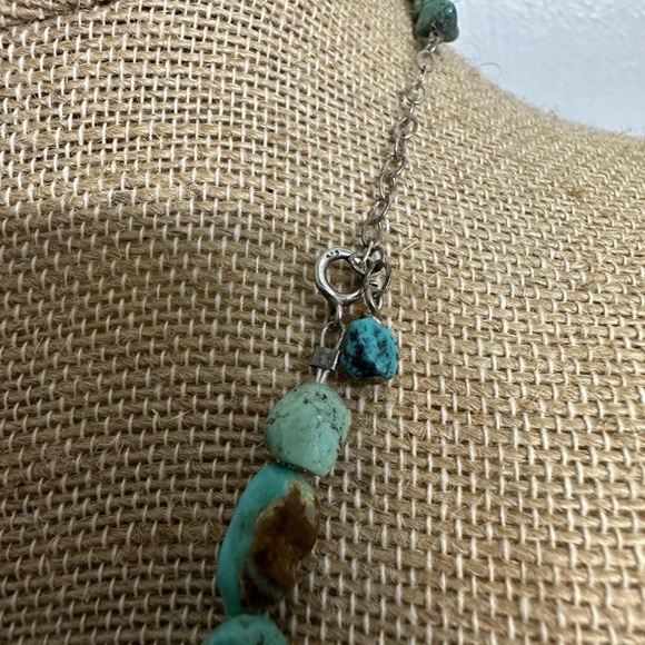 Vintage Southwestern Turquoise Sterling Silver Mother Of Pearl Cross Necklace - Picture 7 of 8